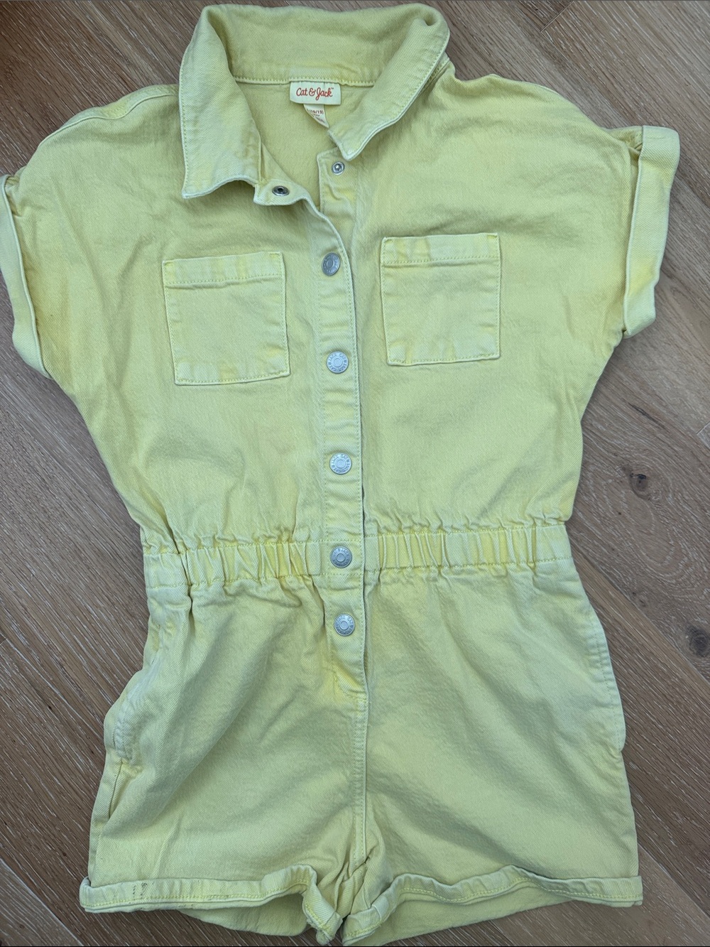 Cat & Jack Yellow Button-Front Short Romper size 10/12